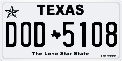 TX license plate DOD5108