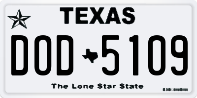TX license plate DOD5109