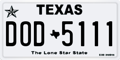 TX license plate DOD5111