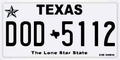 TX license plate DOD5112