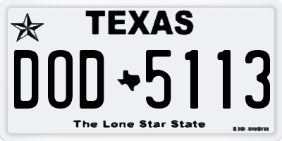 TX license plate DOD5113