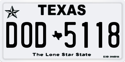 TX license plate DOD5118