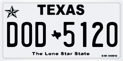 TX license plate DOD5120