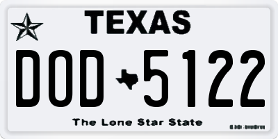 TX license plate DOD5122