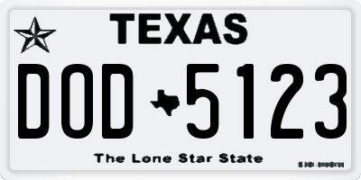 TX license plate DOD5123