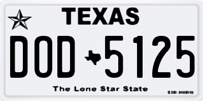 TX license plate DOD5125