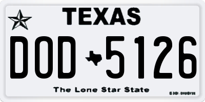 TX license plate DOD5126