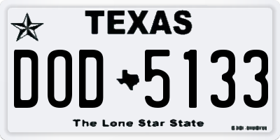 TX license plate DOD5133