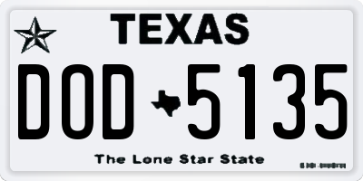 TX license plate DOD5135