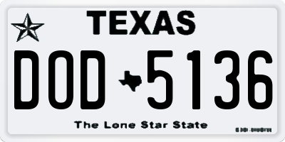 TX license plate DOD5136