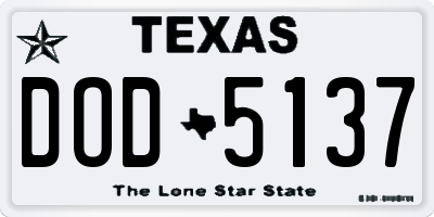 TX license plate DOD5137