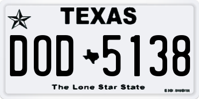 TX license plate DOD5138
