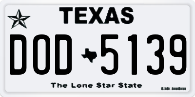 TX license plate DOD5139