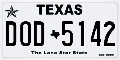 TX license plate DOD5142