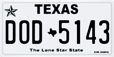 TX license plate DOD5143