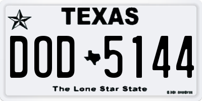 TX license plate DOD5144