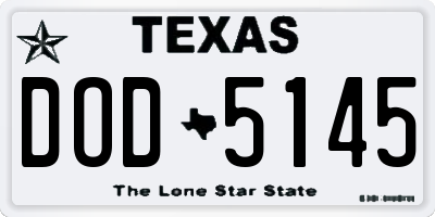 TX license plate DOD5145