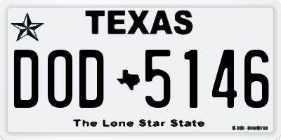 TX license plate DOD5146