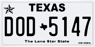 TX license plate DOD5147