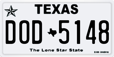 TX license plate DOD5148