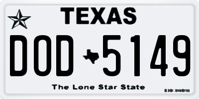 TX license plate DOD5149