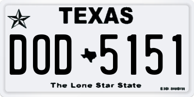 TX license plate DOD5151