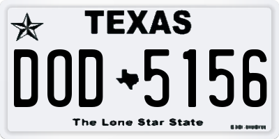 TX license plate DOD5156