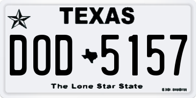 TX license plate DOD5157