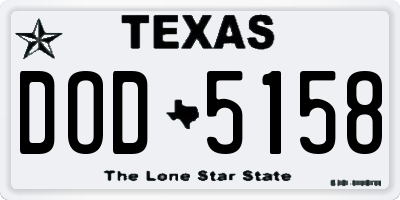 TX license plate DOD5158