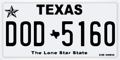 TX license plate DOD5160
