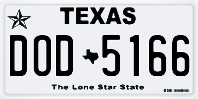 TX license plate DOD5166