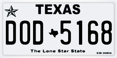 TX license plate DOD5168