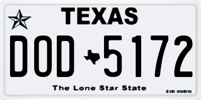TX license plate DOD5172
