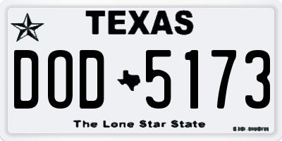 TX license plate DOD5173