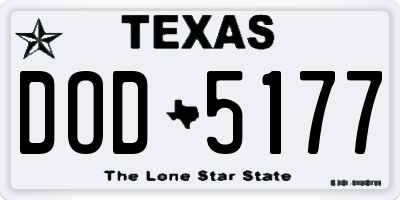 TX license plate DOD5177