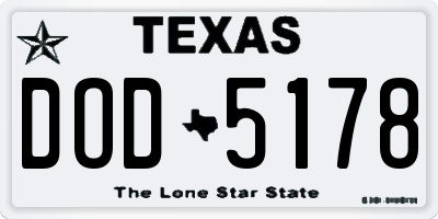 TX license plate DOD5178