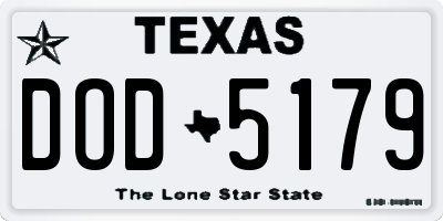TX license plate DOD5179