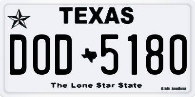 TX license plate DOD5180