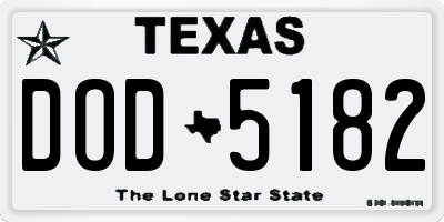 TX license plate DOD5182