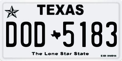 TX license plate DOD5183