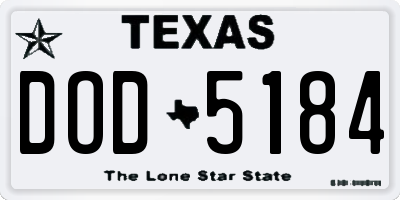 TX license plate DOD5184