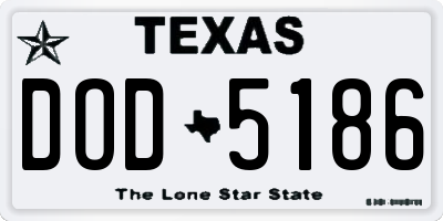 TX license plate DOD5186