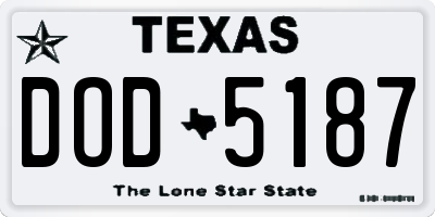TX license plate DOD5187