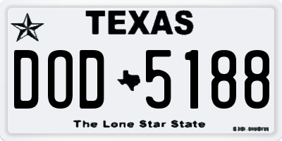 TX license plate DOD5188