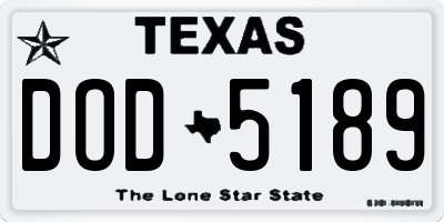 TX license plate DOD5189