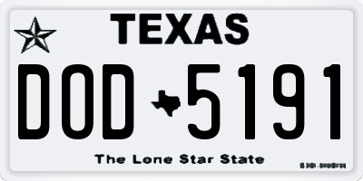 TX license plate DOD5191