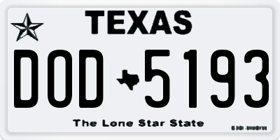 TX license plate DOD5193