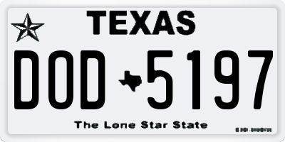 TX license plate DOD5197