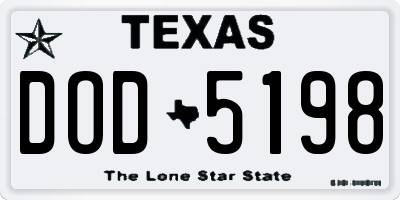 TX license plate DOD5198