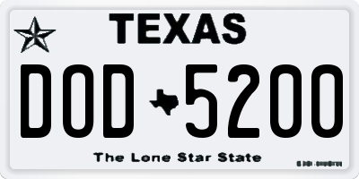 TX license plate DOD5200